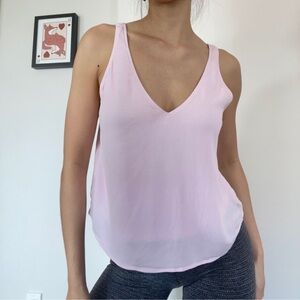 Aritzia Wilfred Kempner Blouse Tie Back Tank Top V-Neck Light Pink Size Large